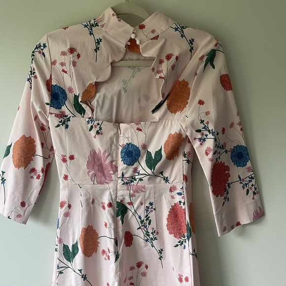 Maeve Mock-Neck floral pink Stretch Shift Mini Dress 4 - Picture 5 of 8